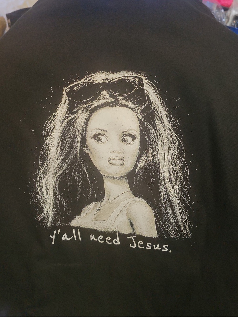 Black Women's Graphic Hair Tee - 'Y'all Need Jesus'